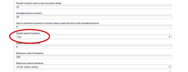 Default search location